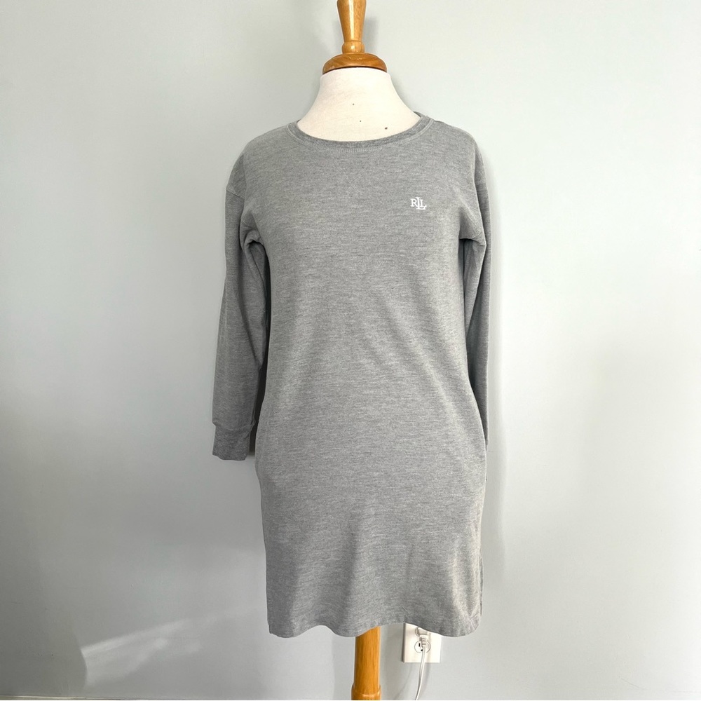 Lauren Ralph Lauren Gray Long Sleeve Sweatshirt Dress